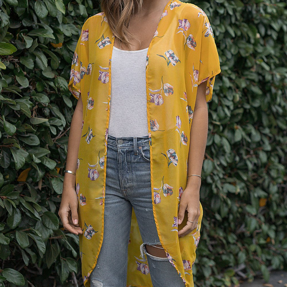 Mustard & Dusty Lilac Floral Chiffon Cocoon